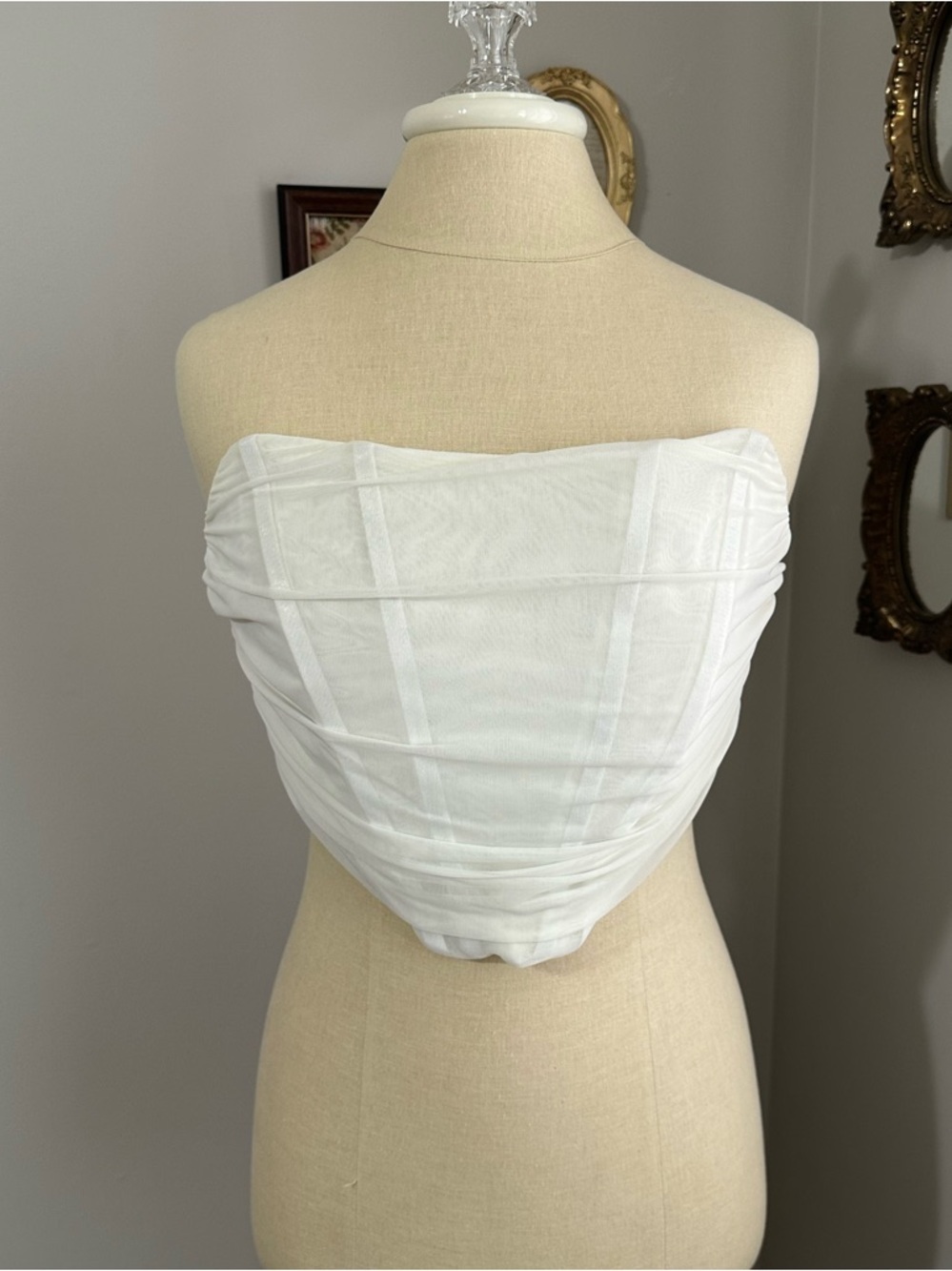 Miss Lola White Strapless Ruched Corset Top